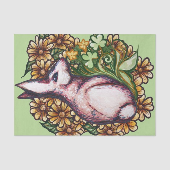 Flower Clover Rabbit Cute Rabbits bunny art        Tissue Paper (Front)