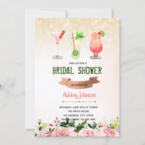 Flower cocktail engagement party invitation