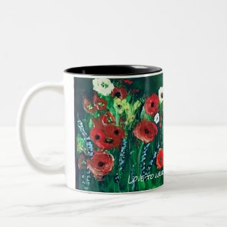 Flower Coffee Cup For Her Acrylic Painting Gift