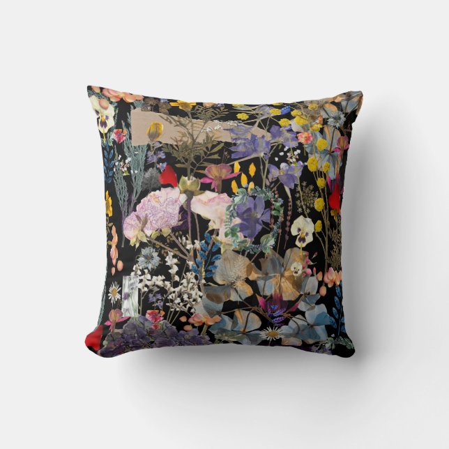 Flower Collage Throw Pillow (Front)