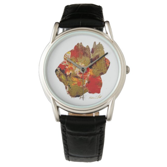 Flower collagraph art watch (Front)