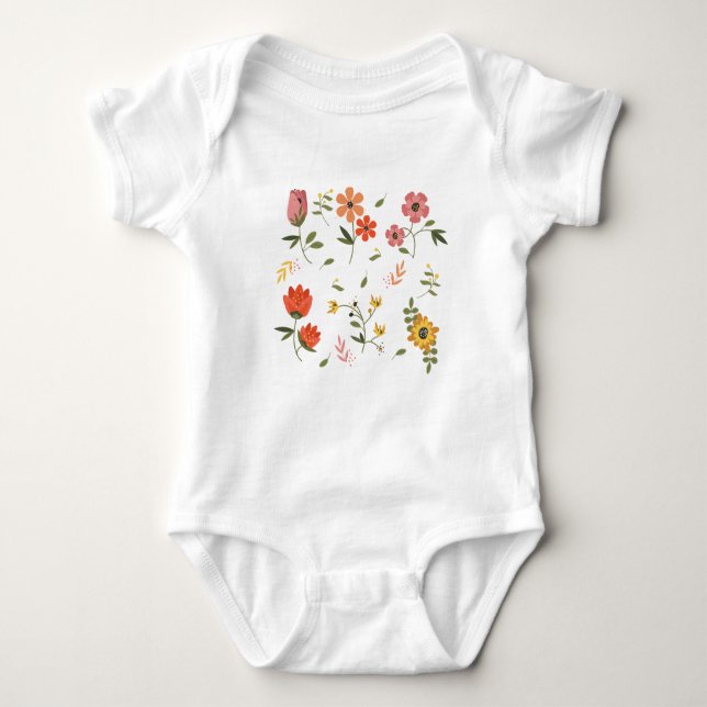 flower collection baby bodysuit (Front)