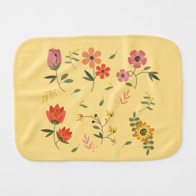 flower collection  baby burp cloth (Front Horizontal)