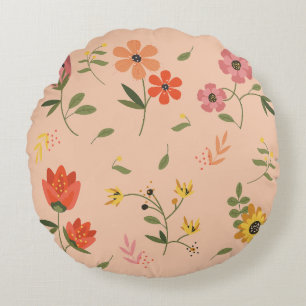 flower collection round pillow