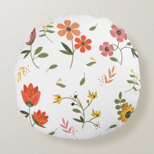 flower collection round pillow