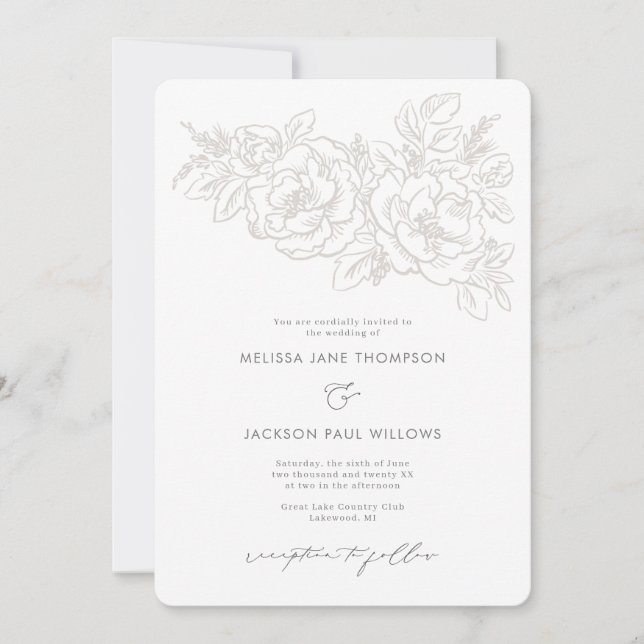 Flower corner elegant wedding design invitation (Front)