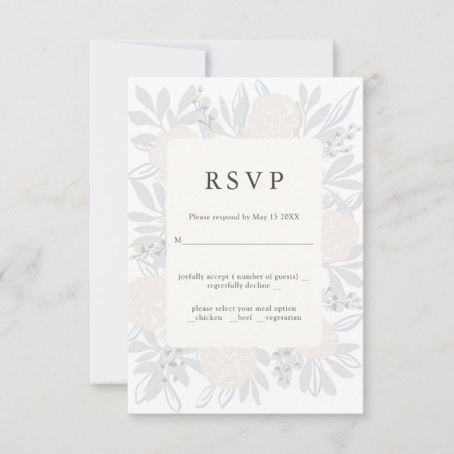 Flower corner elegant wedding RSVP design (Front)