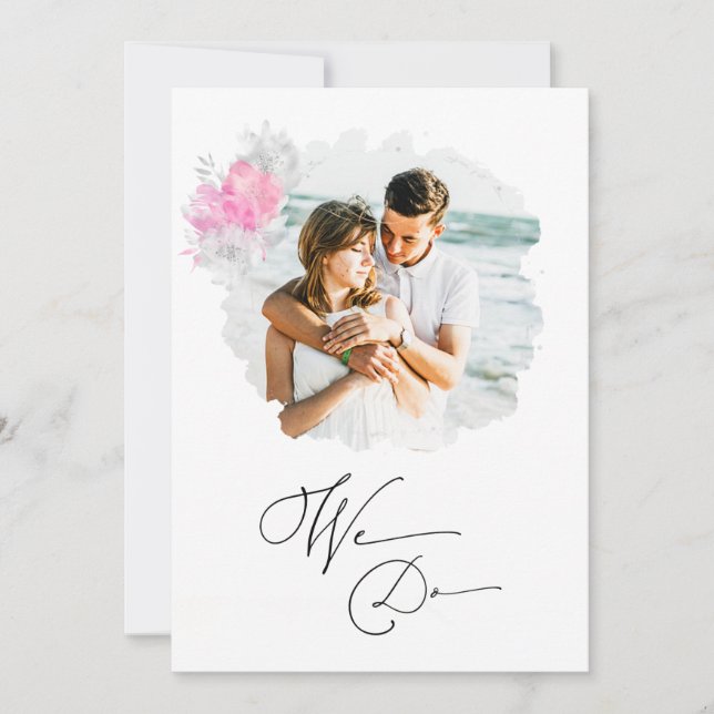 ~* Flower Couple PHOTO RSVP + QR  AR6 Wedding Inv Invitation (Front)