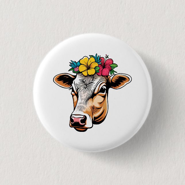 Flower Cow Button (Front)