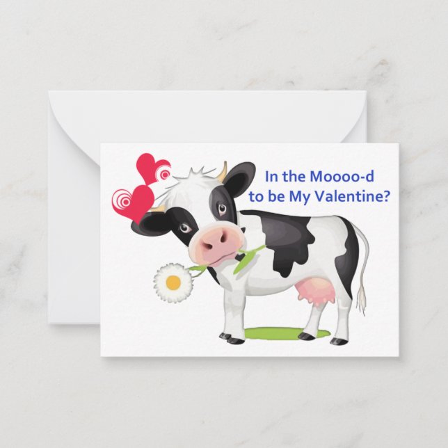 Flower Cow Valentine Cards to Hand Out for Kids (Front)
