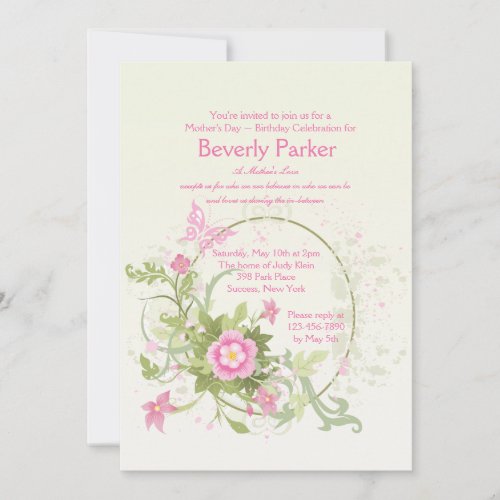 Flower Crescent Mothers Day Invitation