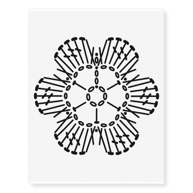 Flower Crochet Chart Pattern Temporary Tattoos (Front)