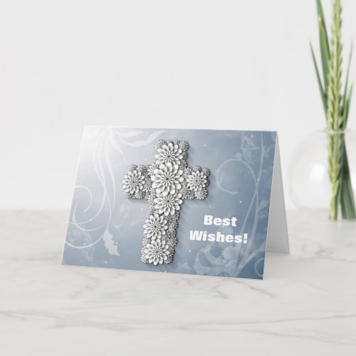 Flower Cross Congratulations Baptism Card