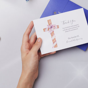 Flower Cross Photo Sympathy Funeral Card