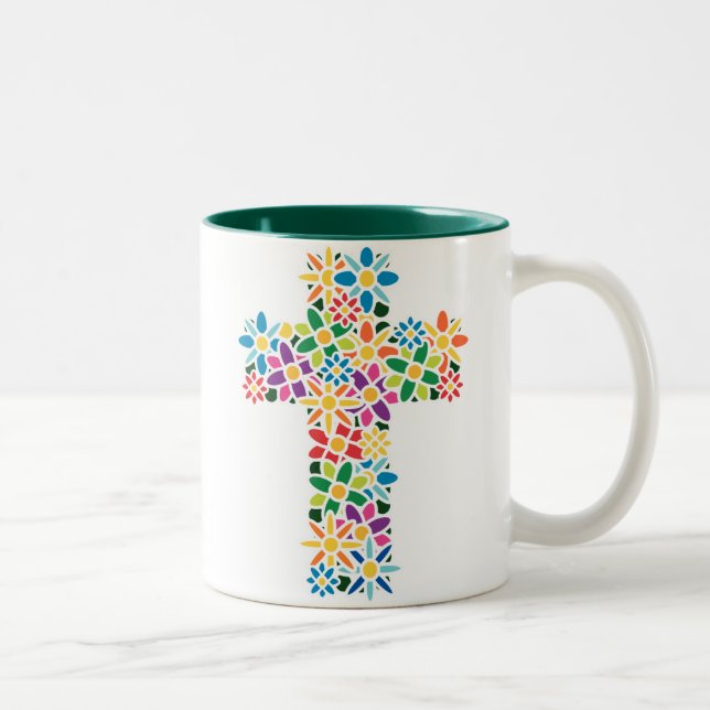 Flower Cross Two-Tone Coffee Mug (Right)