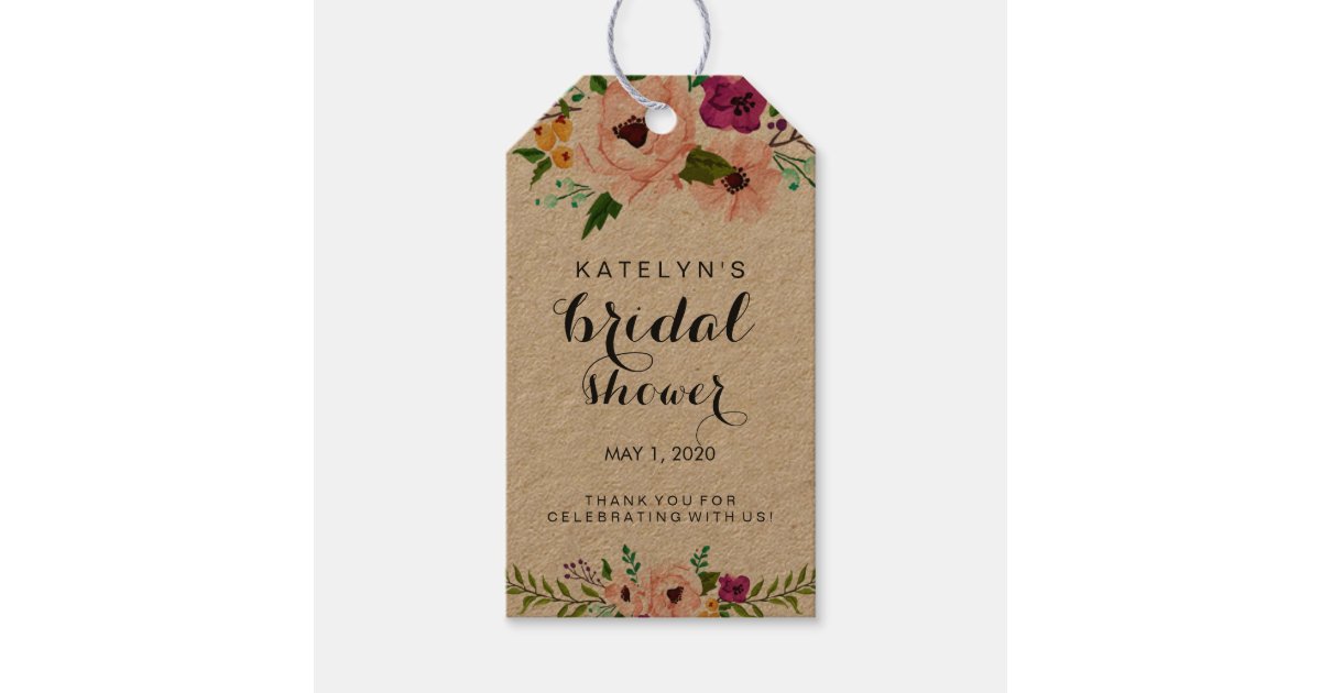 Flower Crown Bridal Shower Thank You Gift Tags | Zazzle