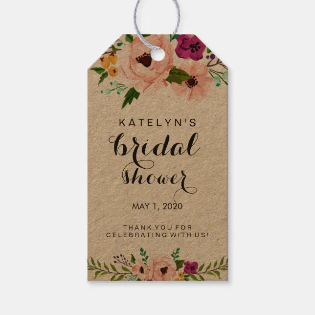 Flower Crown Bridal Shower Thank You Gift Tags | Zazzle