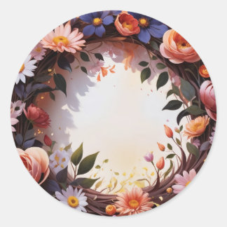 Flower crown classic round sticker
