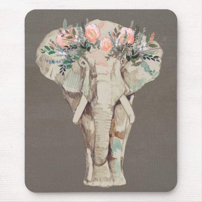 Flower Crown Elephant II Mouse Pad (Front)