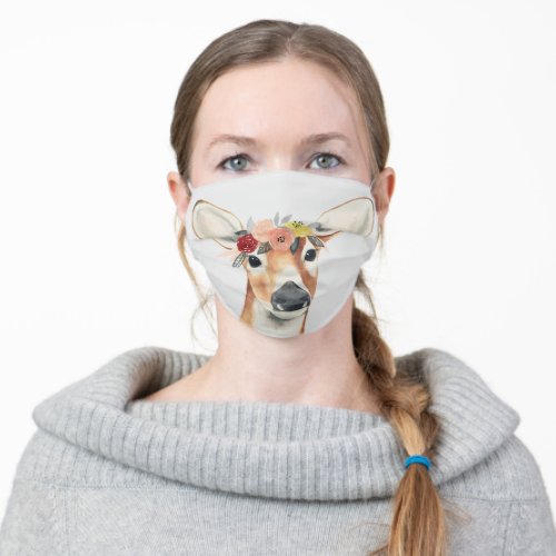 Flower Crown Forester Deer Adult Cloth Face Mask