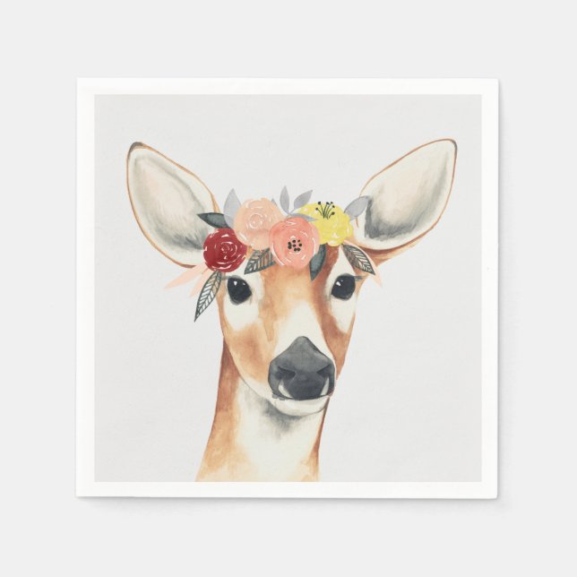 Flower Crown Forester Deer Napkins (Front)