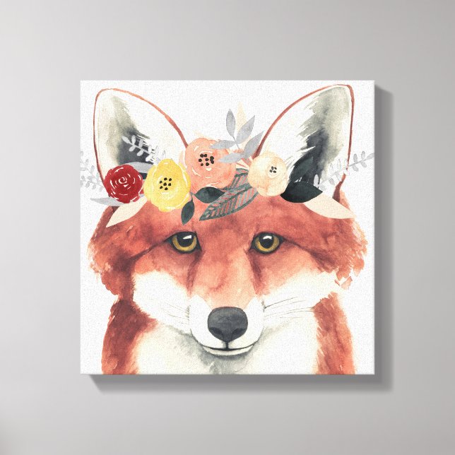 Flower Crown Forester Fox Canvas Print (Front)