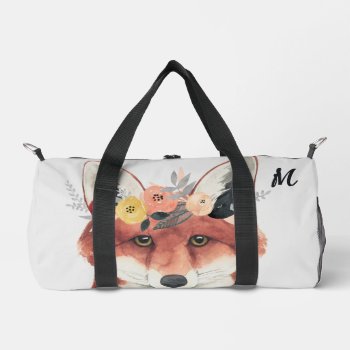 Flower Crown Forester Fox Duffle Bag by worldartgroup at Zazzle