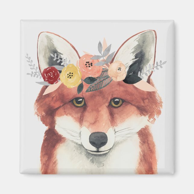 Flower Crown Forester Fox Magnet (Front)