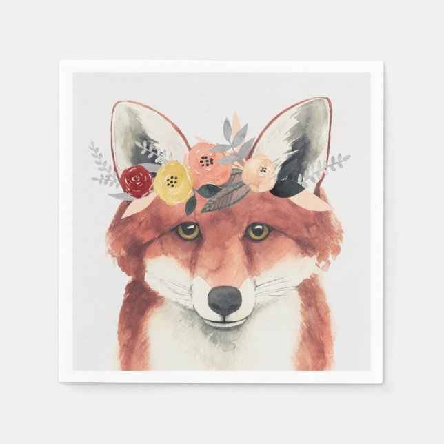 Flower Crown Forester Fox Napkins (Front)