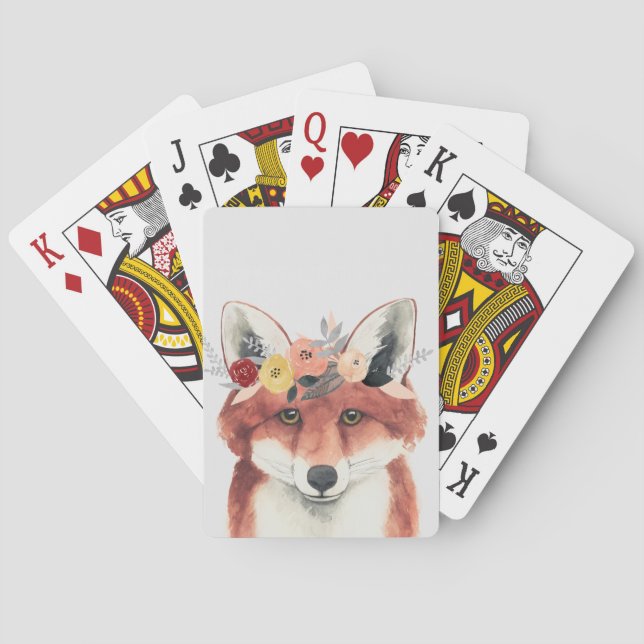Flower Crown Forester Fox Poker Cards (Back)