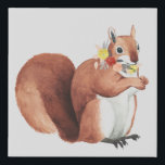 Flower Crown Forester Squirrel Faux Canvas Print<br><div class="desc">This watercolor print features a soft portrait of a squirrel with flowers in his mouth | By Grace Popp</div>