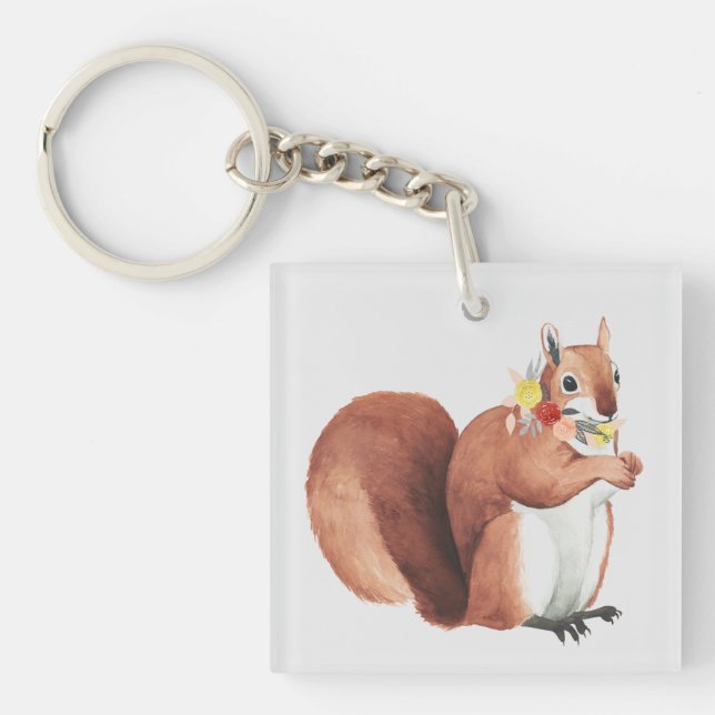 Flower Crown Forester Squirrel Keychain (Front)