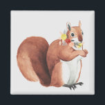 Flower Crown Forester Squirrel Magnet<br><div class="desc">This watercolor print features a soft portrait of a squirrel with flowers in his mouth | By Grace Popp</div>