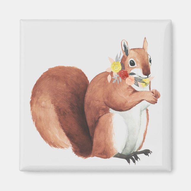 Flower Crown Forester Squirrel Magnet (Front)