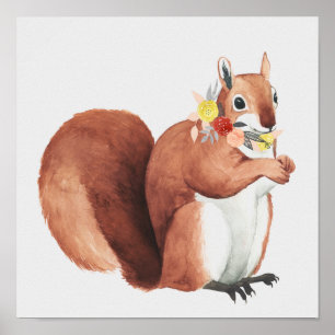 Flower Crown Forester Squirrel Poster