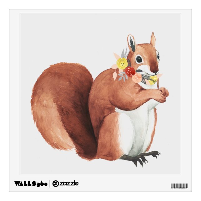 Flower Crown Forester Squirrel Wall Decal (Front)