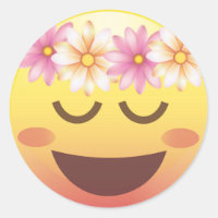 Flower Crown Happy Calm Emoji Face Sticker