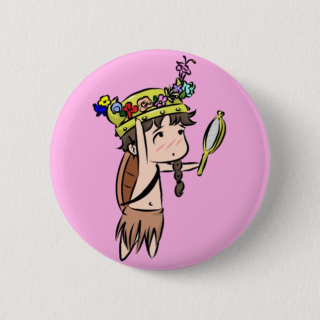 flower crown pinback button (Front)
