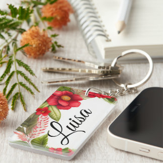 Flower Crown Watercolor Drawing Keychain