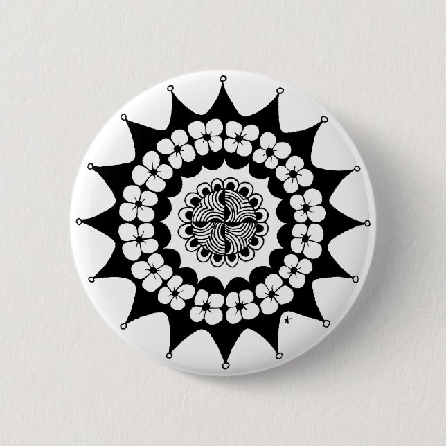 Flower Crown Zen Mandala Button (Front)