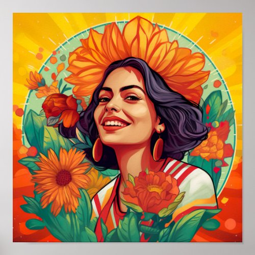 Flower Crowned Mexican_American Beauty Art Print