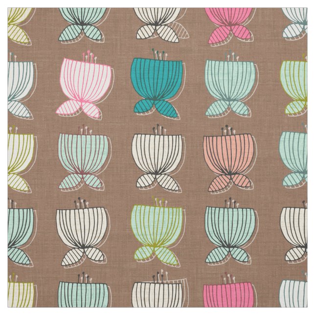 flower cups brown fabric (Swatch)