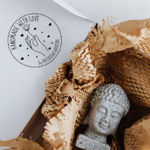 Flower Custom Handmade with love, Rubber Stamp