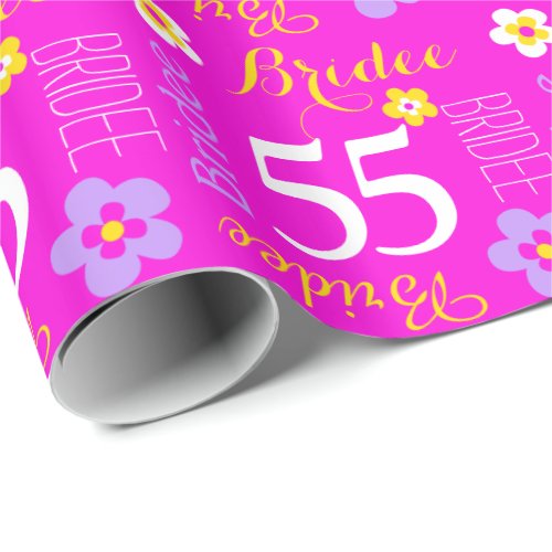 Flower custom name Bridee 55 birthday wrap Wrapping Paper