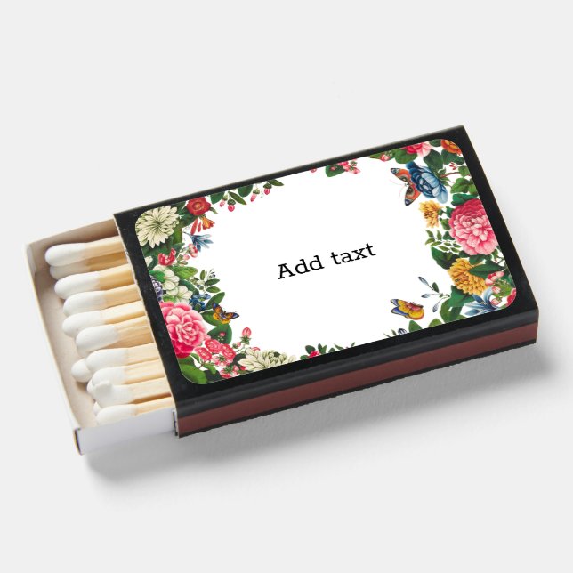 Flower Customizable Bridal Shower Matchbox  Matchboxes (Front Open)