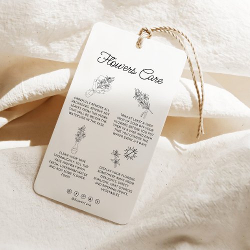 Flower Cut Flowers Care Hang Tag Florist Card 