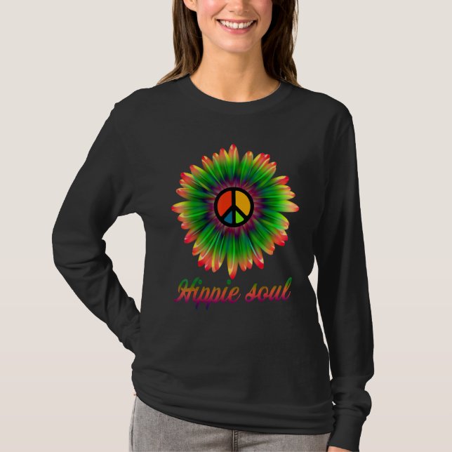 Flower Daisy Peace Sign Hippie Soul Daisy Flower H T-Shirt (Front)