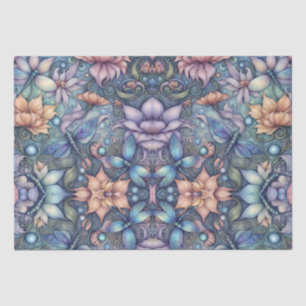 FLower Damask Blue Gold Tissue Paper