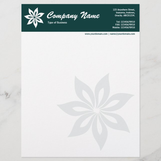 Flower - Dark Green Letterhead (Front)