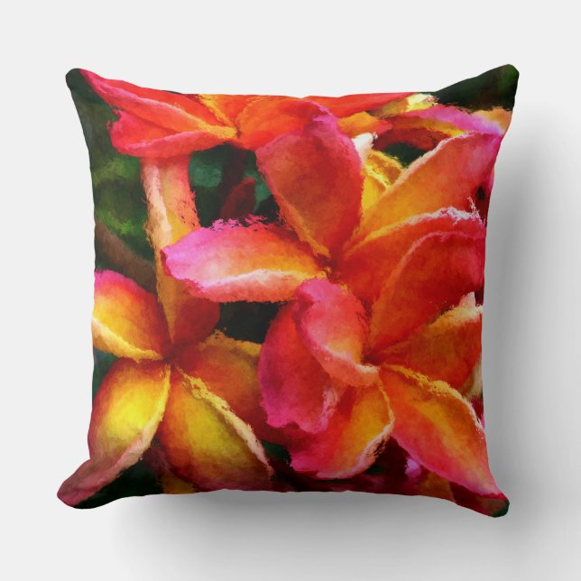 Flower Decor 96 Plumeria Throw Pillow (Front)